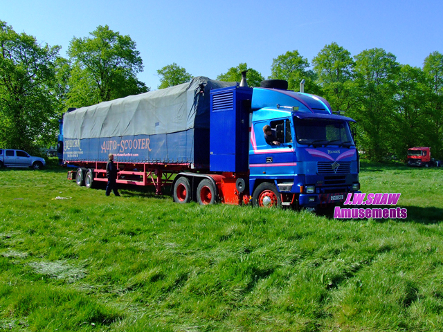 Image of J.W.Shaw Amusements Dodgems arriving at Knutsford May Fair